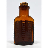 Vintage POISON BOTTLE 3-5/8" Amber LILLY DIAMOND ANTISEPTICS Paper Label + CORK!