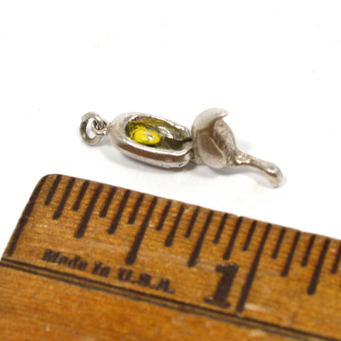 Vintage STERLING SILVER BRACELET CHARM Articulated 'GOOSE w/ GOLDEN EGG' Hinged