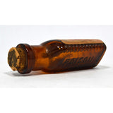 Vintage POISON BOTTLE 3-5/8" Amber LILLY DIAMOND ANTISEPTICS Paper Label + CORK!