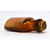 Vintage POISON BOTTLE 3-5/8" Amber LILLY DIAMOND ANTISEPTICS Paper Label + CORK!