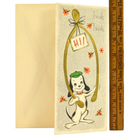Vintage GREETING CARD Unused! "I WISH, I WISH" Dalmatian Dog w/ Wishbone "HI"
