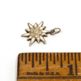 Vintage GERMAN SILVER BRACELET CHARM Super Tiny 'WHITE FLOWER' Signed "AMZ 800"