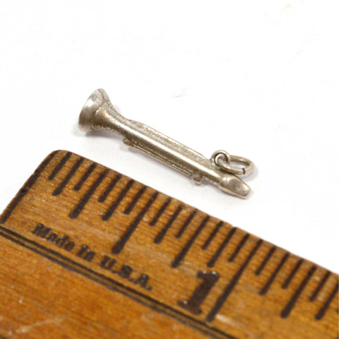 Vintage .925 SILVER BRACELET CHARM Super Tiny 'CLARINET' Mini STERLING JEWELRY