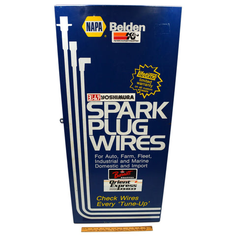 Vintage BELDEN "SPARK PLUG WIRES" METAL CABINET 15x34x9" Garage/Shop ADVERTISING
