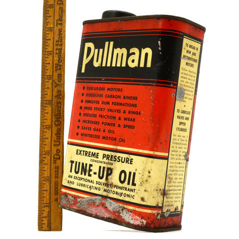 Vintage PULLMAN CHEMICAL TIN CAN Very Rare! "EXTREME PRESSURE TUNE-UP OIL" Quart