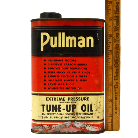 Vintage PULLMAN CHEMICAL TIN CAN Very Rare! "EXTREME PRESSURE TUNE-UP OIL" Quart