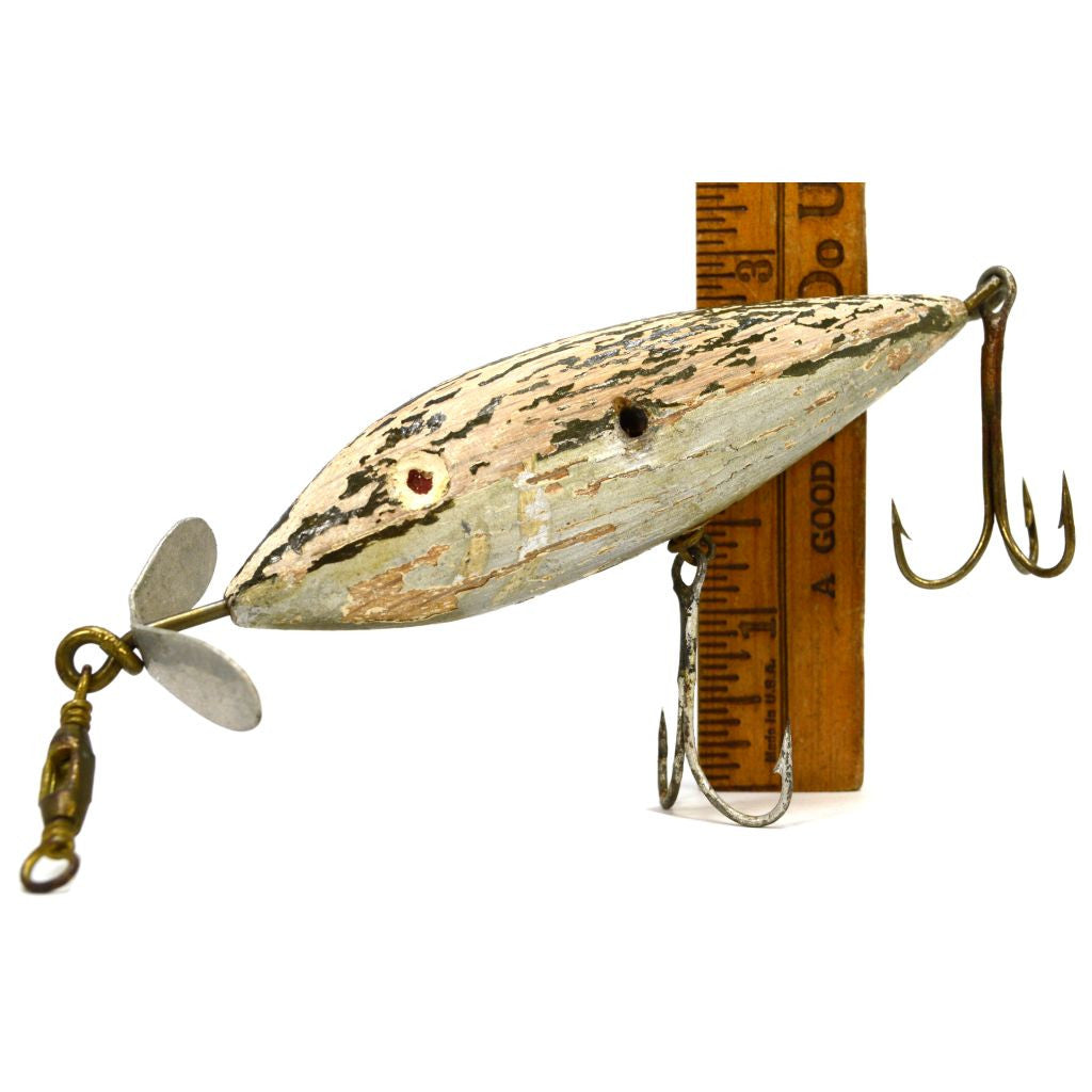 Vintage 1950's Wooden Hand Painted Fishing Lure Black and Yellow