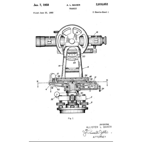 Vintage KEUFFEL & ESSER c.1958 PARAGON TRANSIT No. 74-0110 in ORIGINAL WOOD BOX!