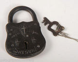 SATSUMA LOCK And Key Cast Iron Hard to Find Really Cool Collectible RARE!