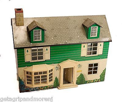 Marx Metal Tin Dollhouse 1960s MARX 1960s Two Story Tin Litho