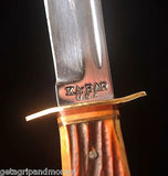 KA-BAR Fixed 4" Inch Blade Knife w/ Brown Leather Designed Sheath Good Cdn!