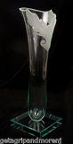 Glass VASE SIGNED 12.5" Inch Cut Etched Beautiful!