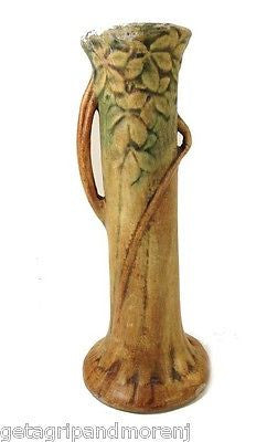 Weller Woodcraft Bud Vase w/APPLES circa 1920's-'30's 8 3/4" Tall