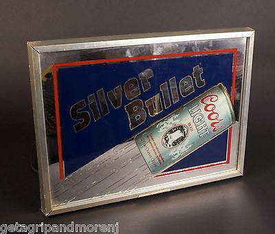 COORS LIGHT BEER Silver Bullet Clock Mirror Vintage!