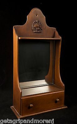 Wood Mirror with Drawer and Carving of Eagle - beautiful!