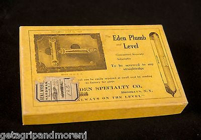 The Eden Specialty Plumb and Level Original Box Patent June 17 1924 No. 20 NOS!