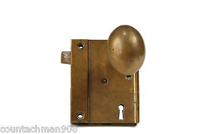 Brass Ship(?) Door Knob Set with Latch, Lock and Key