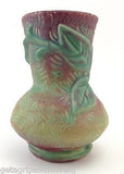 WELLER Malverne Yellow Green Short Vase w/ Leaf Design In Excellent Condition!