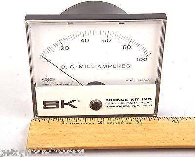 SIMPSON SK INC Meter Panel Mount 0-15 D. C. Milliamperes Gauge Vintage!