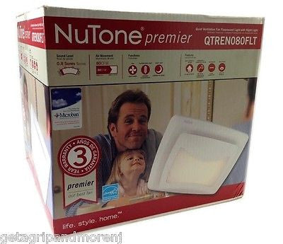 NUTONE Premier 80 CFM 0.8 Sones Quiet Silent Ventilation Fan QTREN080FLT New!