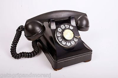 WESTERN ELECTRIC Model F1W Black Rotary Dial Telephone Antique!