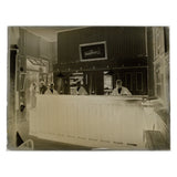 Antique PHOTO GLASS NEGATIVE 6.5"x8.5" JOHN ROYLE Men at FRONT DESK / RECEPTION