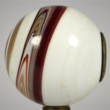 Vintage MARBLE SHIFT KNOB 2" Slag Glass SPIRAL '9' SWIRL Red/White/Tan + ADAPTER