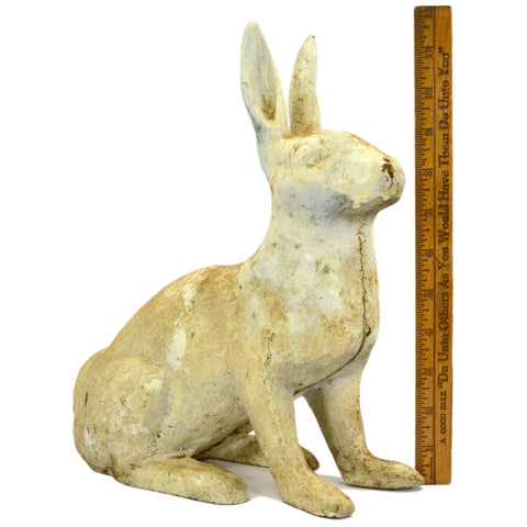 Antique HUBLEY CAST IRON RABBIT DOORSTOP Genuine Real LIFE-SIZE Old White Paint!