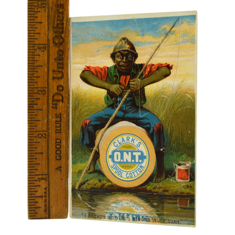 Antique Advertising ORIGINAL TRADE CARD "CLARK'S O.N.T...COTTON" Black Americana