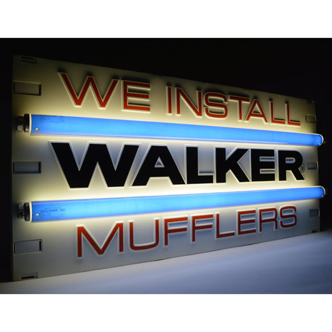 c.1991 "WE INSTALL WALKER MUFFLERS" Double-Sided LIGHTED ADVERTISING SIGN Works!