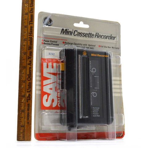 New on Card G.E "MINI-CASSETTE RECORDER" #3-5350S Vintage GENERAL ELECTRIC Black