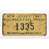 Vintage 1967 "COAL TRUCK" N.J LICENSE PLATE No. 1335 "WEIGHTS AND MEASURES" Rare