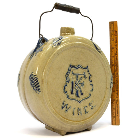 Antique STONEWARE WINE CANTEEN by WHITES POTTERY for "I.F& K WINES" c.1890 Rare!