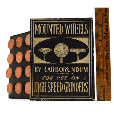 Vintage NOS "MOUNTED WHEELS" for H.S. Grinders by CARBORUNDUM Rare ORIGINAL BOX!