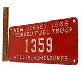 Vintage 1966 "COAL TRUCK" N.J LICENSE PLATE No. 1359 "WEIGHTS AND MEASURES" Rare