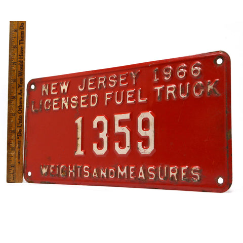 Vintage 1966 "COAL TRUCK" N.J LICENSE PLATE No. 1359 "WEIGHTS AND MEASURES" Rare