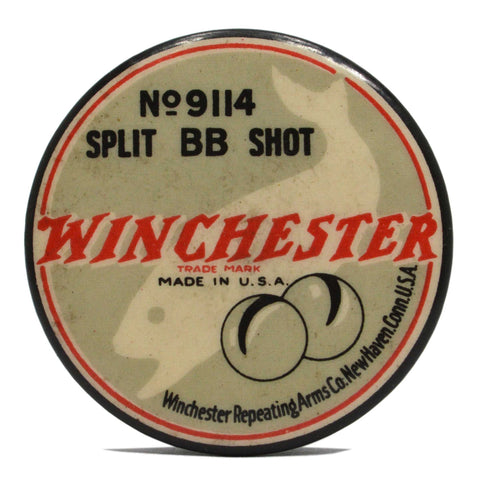Antique WINCHESTER "SPLIT BB SHOT" TIN No. 9114 w/ BB'S! Whitehead & Hoag c.1901