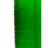 Vintage GREEN GLASS SELTZER BOTTLE Etched "LUNA BOTTLING CO." Friedman Cap RARE!