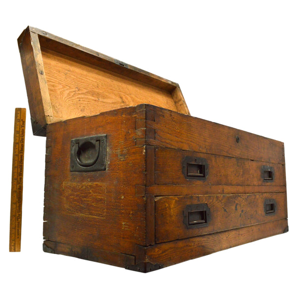 Antique DOVETAIL WOOD MACHINIST CHEST Sexy Old 2-DRAWER TOOL BOX Brass –  Get A Grip & More