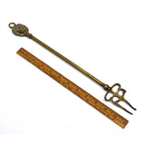 Antique BRASS FIREPLACE FORK/POKER TOOL Broken Tong/Tine FIGURAL LION HEAD MOTIF