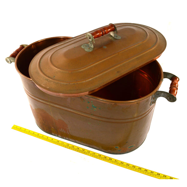 Antique "REVERE" COPPER TUB 14 Gallon ROASTING PAN Double-Handle & ORIGINAL LID!