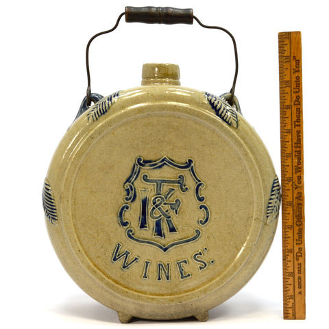 Antique STONEWARE WINE CANTEEN by WHITES POTTERY for "I.F& K WINES" c.1890 Rare!