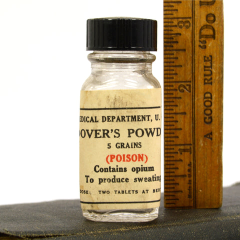 Vintage U.S NAVY "MEDICAL DEPARTMENT" MEDICINE SET of 16 Bottles w/ OPIUM-POISON