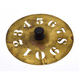 Antique BRASS NUMBERS STENCIL Hardwood Knob 7.5" DIAMETER #'s 0-9 Primitive Tool