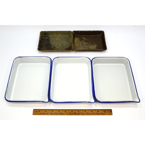 Vintage PORCELAIN/ENAMELWARE DEVELOPING TRAYS by KODAK or CESCO Lot of 3 + Bonus