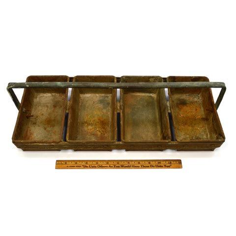 Vintage HEAVY-DUTY METAL PARTS BIN CADDY 4-Bins INDUSTRIAL STRONG Insane Patina!