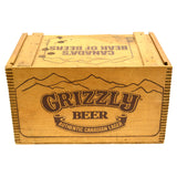 Vintage GRIZZLY BEER CRATE Canadian SLIDE-TOP WOOD BOX Rare IMPORTED FROM CANADA