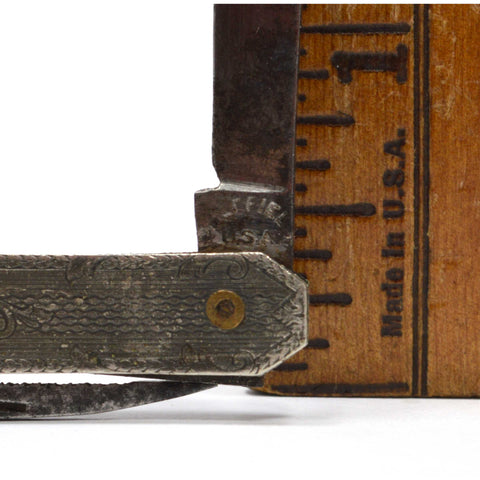 Vintage ORNATE POCKET KNIFE Small "SHEFFIELD U.S.A." Blade & Spike FLOWER MOTIF