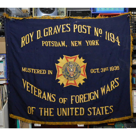 VTG/Antique CLOTH BANNER (Flag) "VETERANS OF FOREIGN WARS...UNITED STATES 1936"