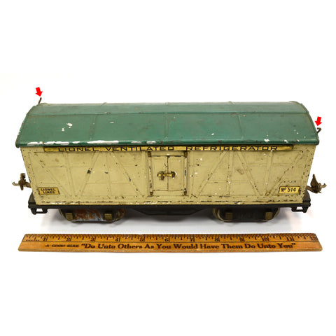 Vintage PRE-WAR LIONEL TRAIN #514 VENTILATED REFRIGERATOR Boxcar STANDARD GAUGE